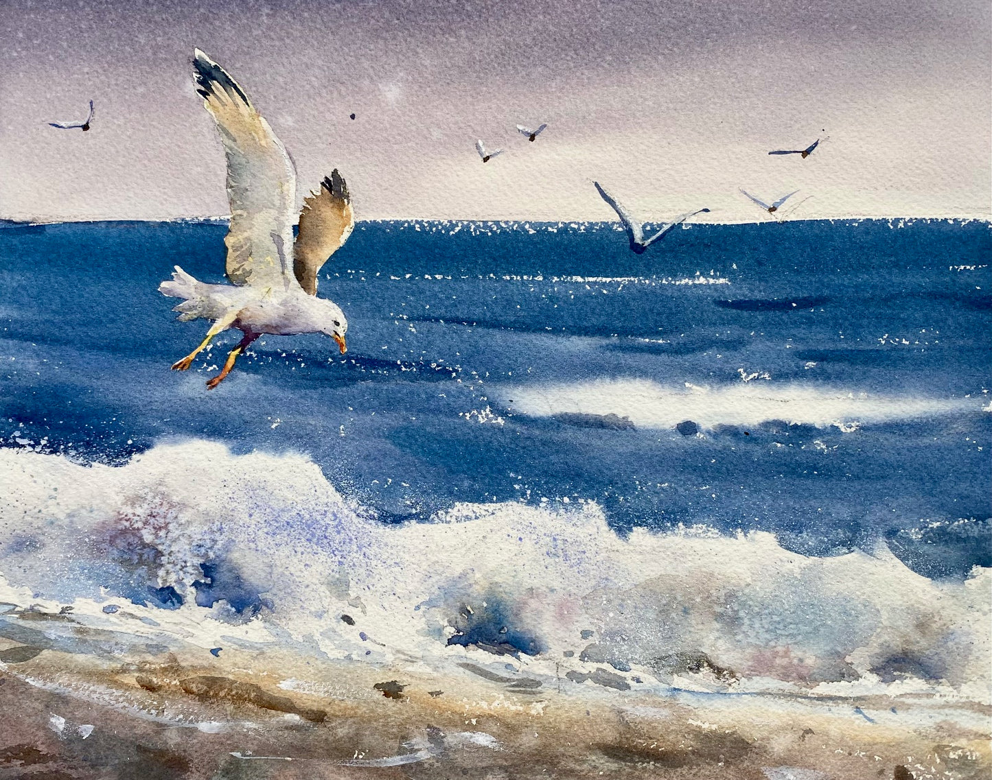 Möwen über dem Meer (40x35cm)