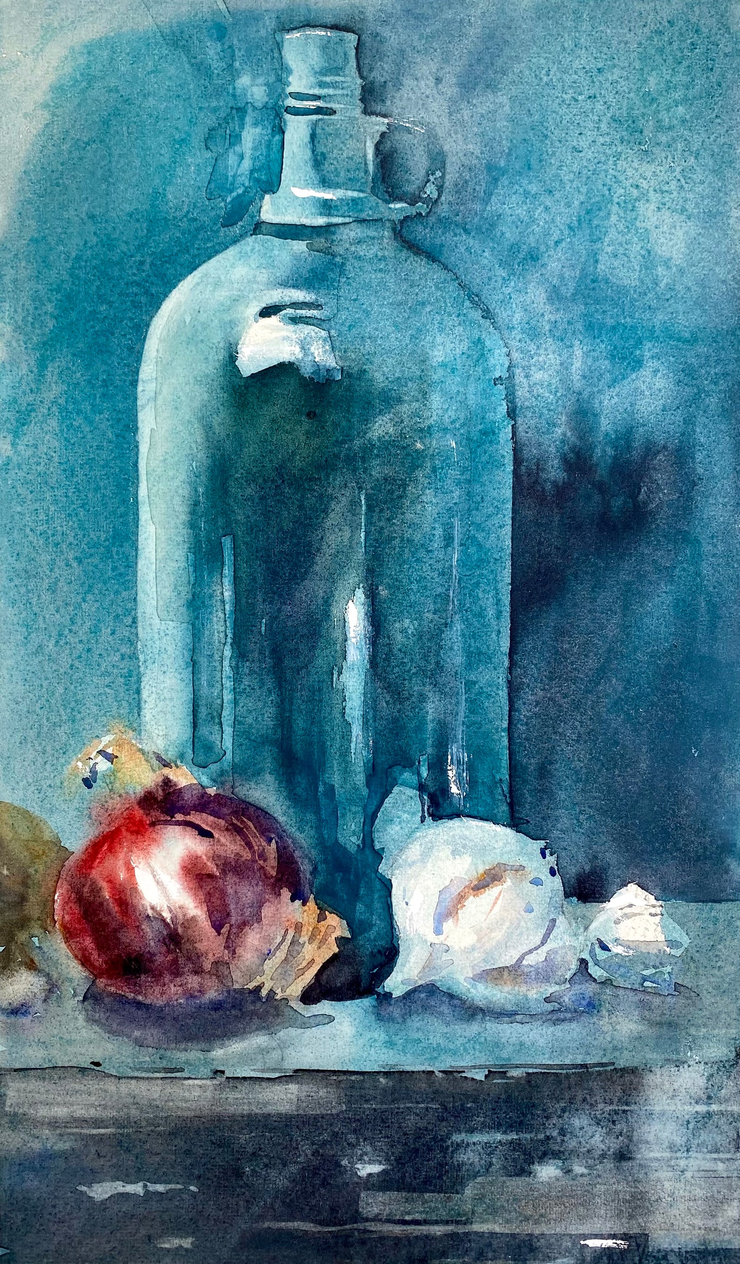 Glasflasche Türkis (60x40cm)