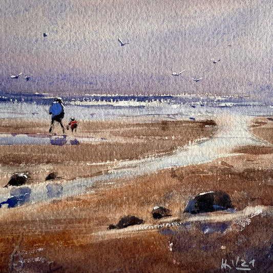Spaziergang am Meer (20x20cm)