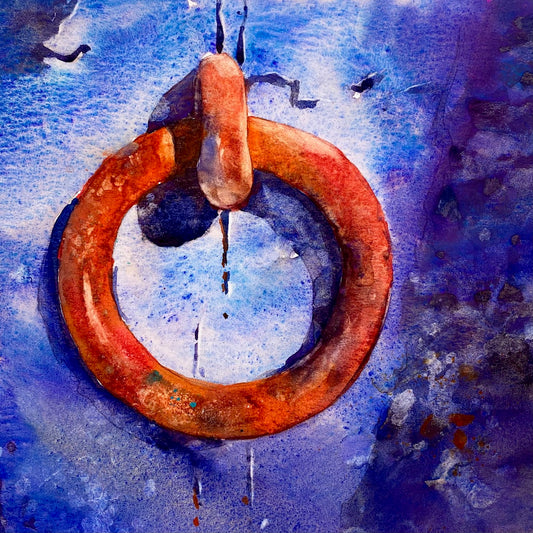 Ankerring auf blauem Grund (30x30cm)